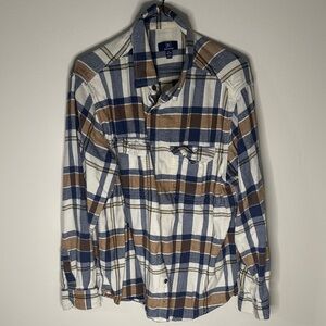 George Blue and Brown Plaid Men's Shirt